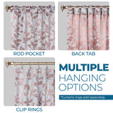 Leaves Room Darkening Back Tabs Blackout Curtain Panels, Set of 2