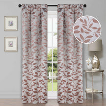 Leaves Room Darkening Washable Blackout Curtain Panels, Set of 2