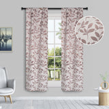 Leaves Room Darkening Washable Blackout Curtain Panels, Set of 2
