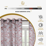 Leaves Machine Washable Room Darkening Blackout Curtains, Set of 2