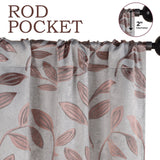 Leaves Machine Washable Room Darkening Blackout Curtains, Set of 2