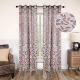 Leaves Machine Washable Room Darkening Blackout Curtains, Set of 2
