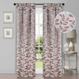 Leaves Machine Washable Room Darkening Blackout Curtains, Set of 2