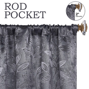 Leaves Room Darkening Washable Blackout Curtain Panels, Set of 2