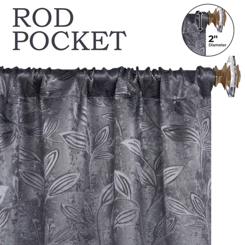 Leaves Room Darkening Washable Blackout Curtain Panels, Set of 2