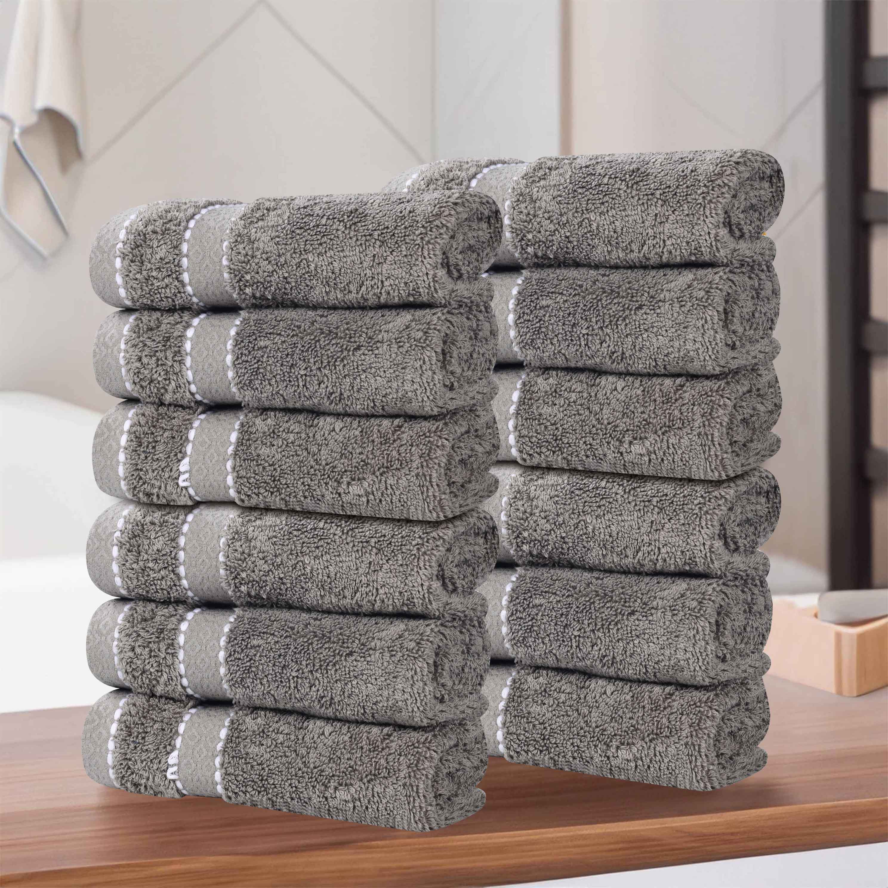 Niles Egyptian Giza Cotton Plush Absorbent Face Towel Washcloth Set of 12