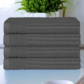 Soho Ribbed Cotton Absorbent Bath Towel Set of 4