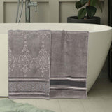 Sadie Zero Twist Cotton Solid and Jacquard Floral Bath Sheet Set of 2