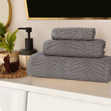 Chevron Zero Twist Jaquard Cotton 3 Piece Bathroom Towel Set