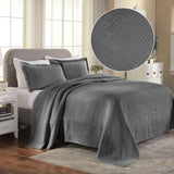 Lightweight Cotton Bedspread Sets 3-Piece Geometric Fret Jacquard Matelassé Scalloped