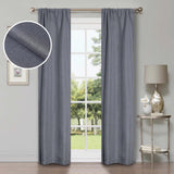 Linen Pattern Washable Room Darkening Blackout Curtains, Set of 2