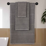 Chevron Zero Twist Jaquard Cotton 3 Piece Bathroom Towel Set