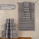 Zero-Twist Cotton Jacquard Towel Set 9 Piece - Sadie