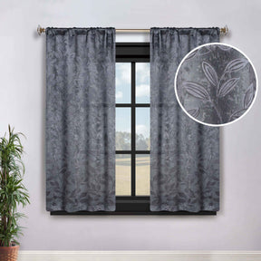 Leaves Room Darkening Washable Blackout Curtain Panels, Set of 2