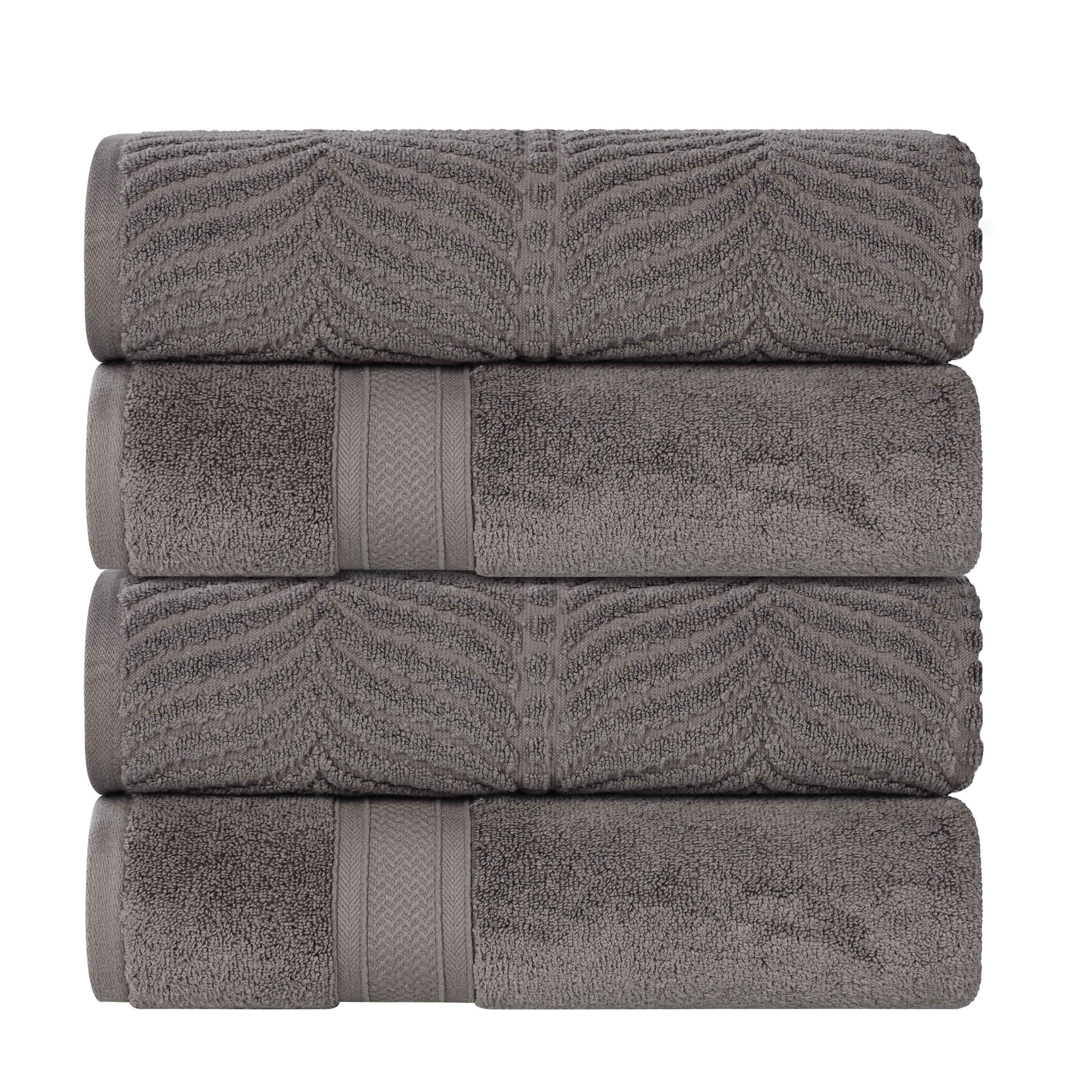 Zero Twist Cotton Solid and Jacquard Bath Towel Set of 4
