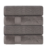 Zero Twist Cotton Solid and Jacquard Bath Towel Set of 4