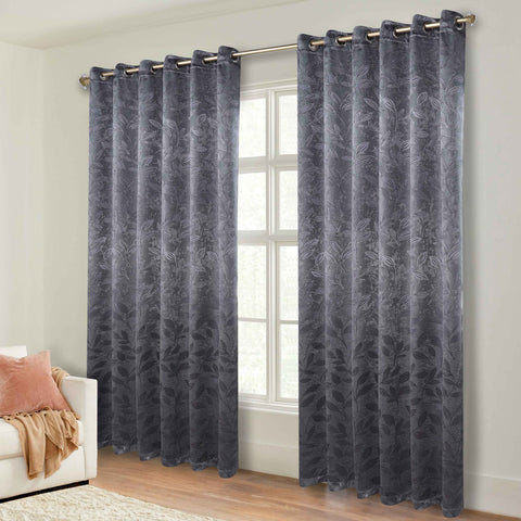 Blackout Curtains Leaves Pattern Room Darkening Grommet 2 Panels
