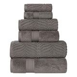 Chevron Zero-Twist Cotton Jacquard and Solid Towel Set 6 Piece