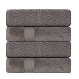 Zero Twist Cotton Solid and Jacquard Bath Towel Set of 4