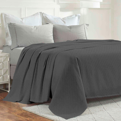 Milan Cotton Textured Jacquard Striped Lightweight Woven Blanket