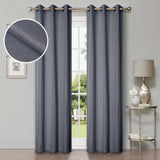 Linen Pattern Washable Room Darkening Blackout Curtains, Set of 2