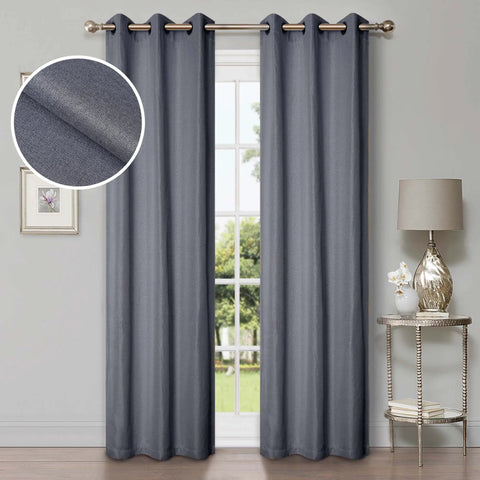 Room Darkening Blackout Curtains Linen Pattern Washable Set of 2