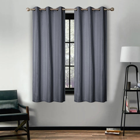 Room Darkening Blackout Curtains Linen Pattern Washable Set of 2
