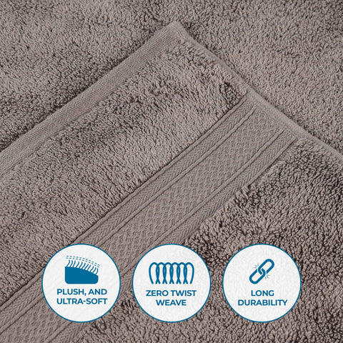 Chevron Zero Twist Solid Soft Absorbent Cotton 3 Piece Towel Set