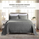 Lightweight Cotton Bedspread Sets 3-Piece Geometric Fret Jacquard Matelassé Scalloped