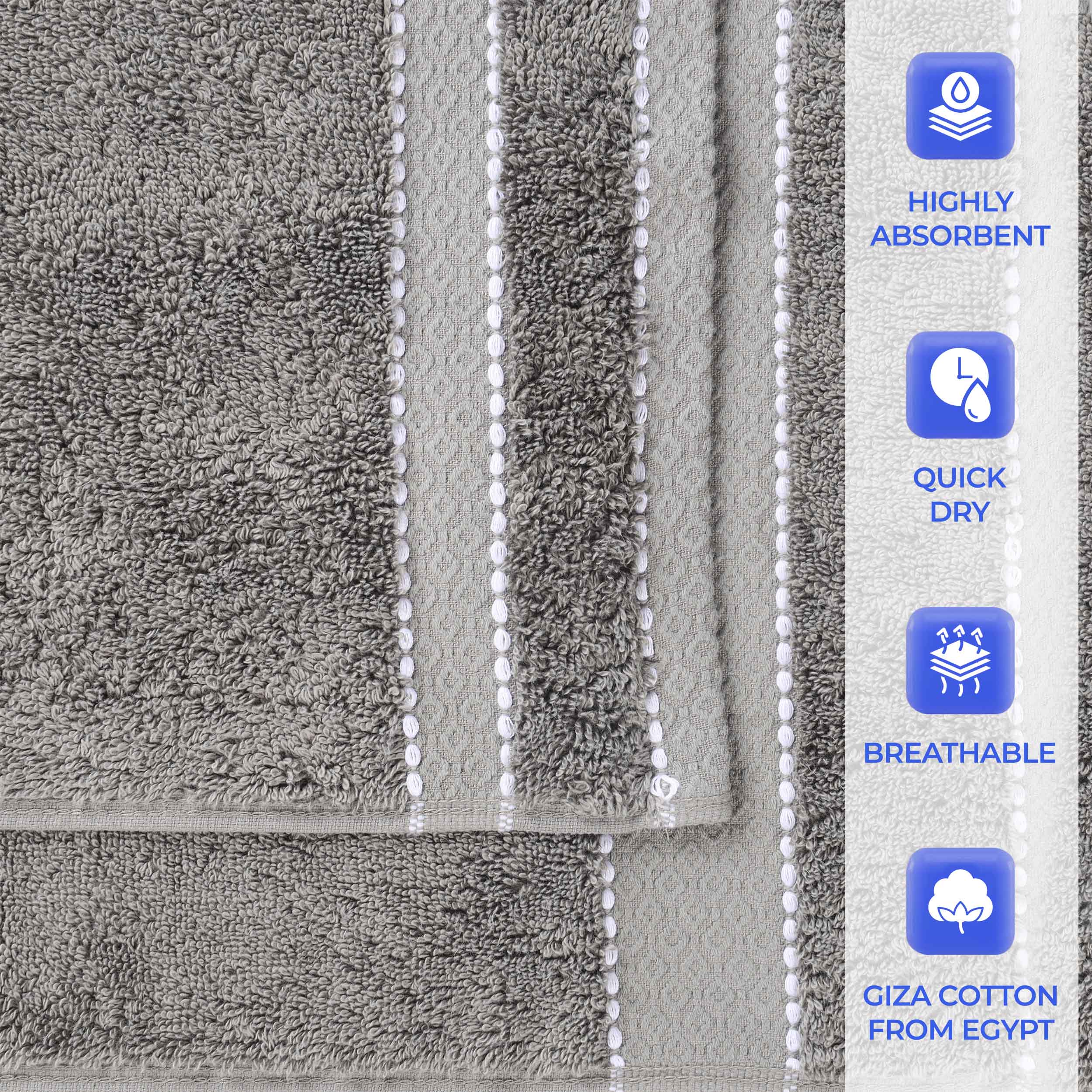 Niles Egyptian Giza Cotton Plush Heavyweight Soft 9 Piece Towel Set