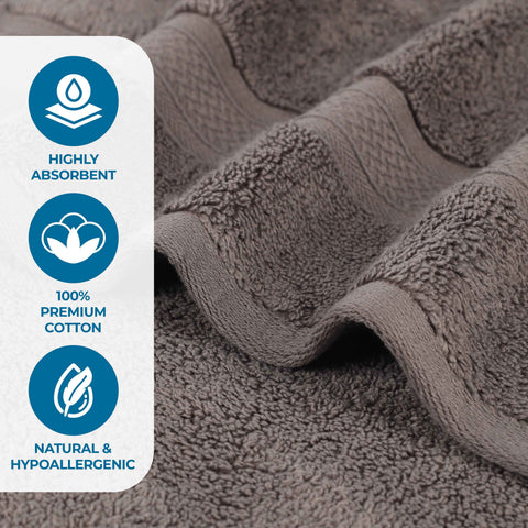 Chevron Zero Twist Solid Soft Absorbent Cotton 3 Piece Towel Set