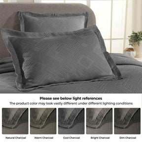 Cotton Jacquard Matelassé Scalloped Geometric Fret Bedspread Set