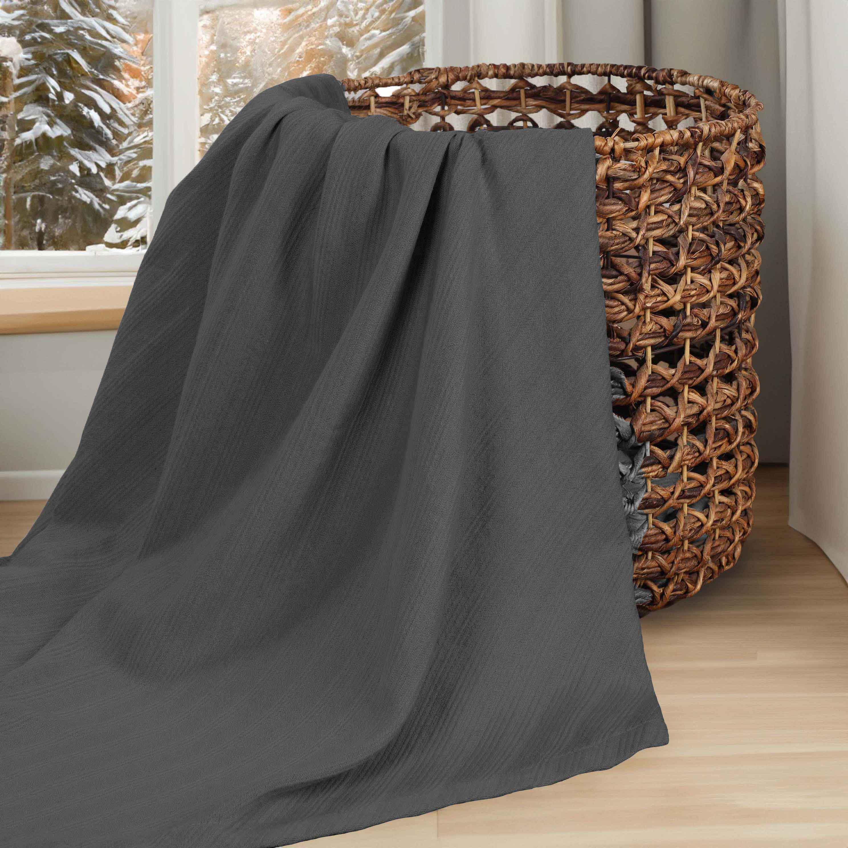 Milan Cotton Textured Jacquard Striped Lightweight Woven Blanket