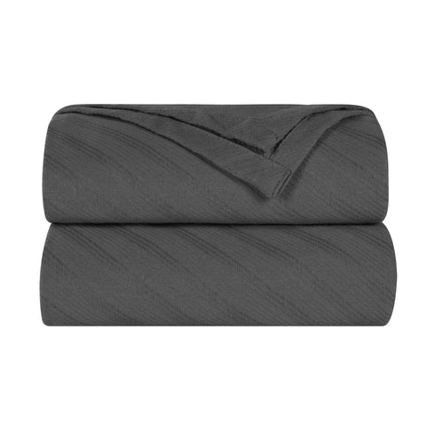 Milan Cotton Textured Jacquard Striped Lightweight Woven Blanket