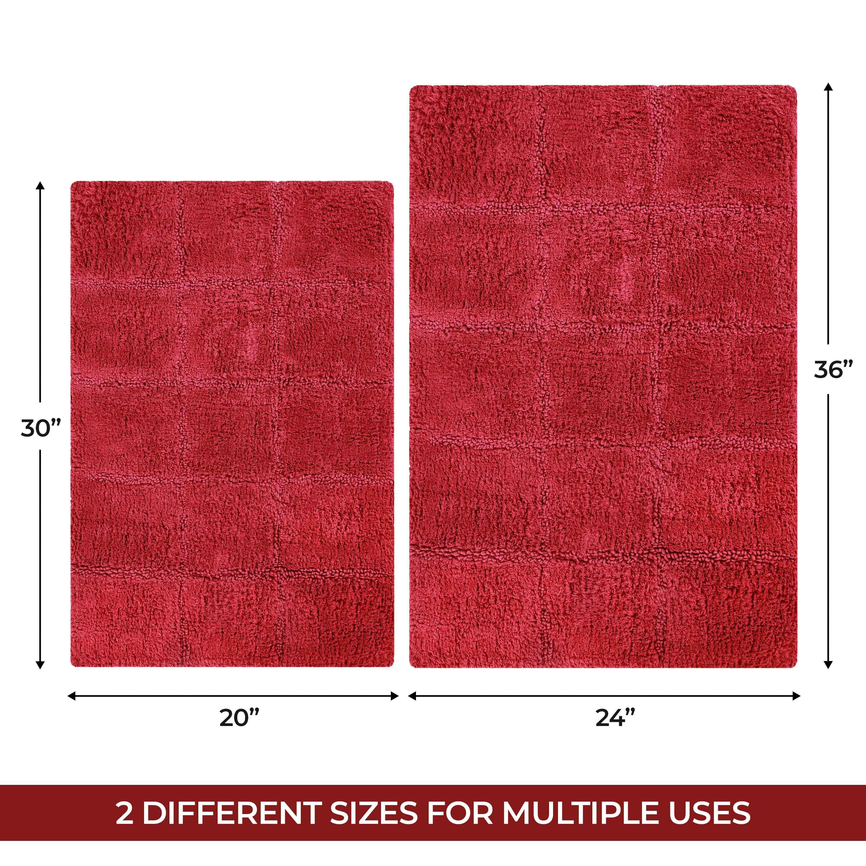 Cotton Checkers Geometric Non-Skid Washable 2 Piece Bath Rug Set
