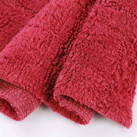 2 Piece Cotton Checkered Solid Non Slip Bath Rug Set