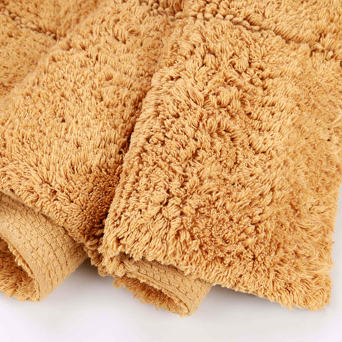 2 Piece Cotton Checkered Solid Non Slip Bath Rug Set