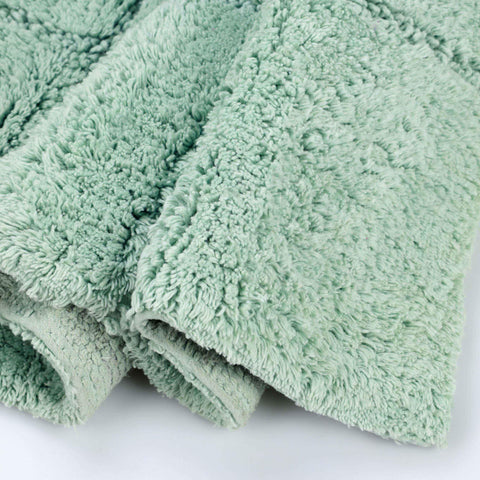 2 Piece Cotton Checkered Solid Non Slip Bath Rug Set