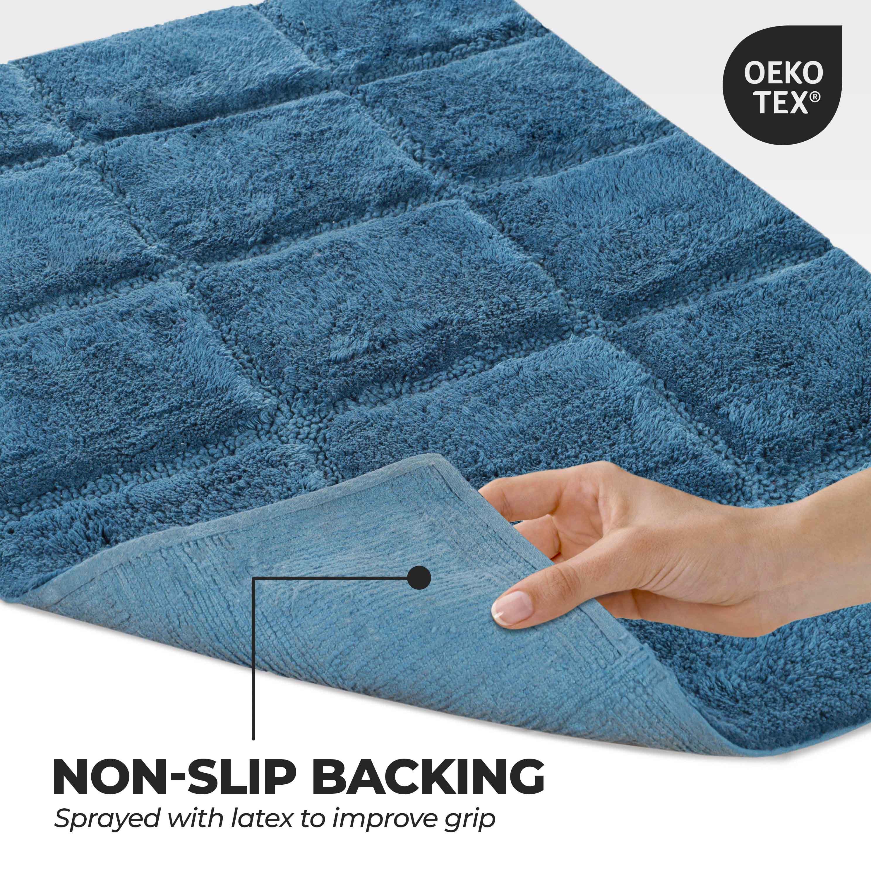 Cotton Checkers Geometric Non-Skid Washable 2 Piece Bath Rug Set