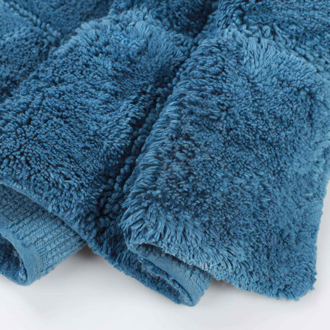 2 Piece Cotton Checkered Solid Non Slip Bath Rug Set