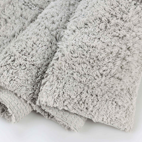 2 Piece Cotton Checkered Solid Non Slip Bath Rug Set
