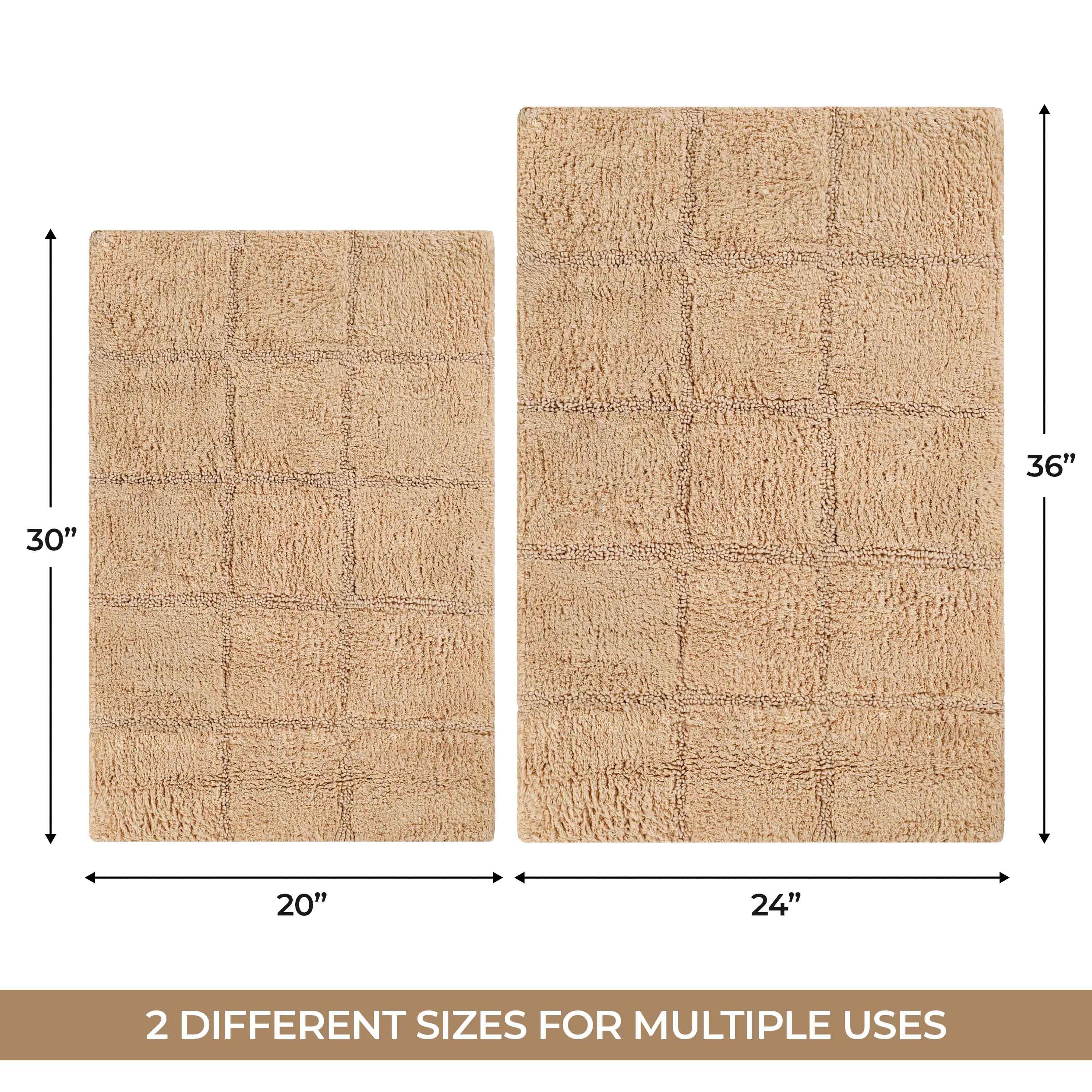 Cotton Checkers Geometric Non-Skid Washable 2 Piece Bath Rug Set