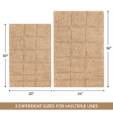 Cotton Checkers Geometric Non-Skid Washable 2 Piece Bath Rug Set