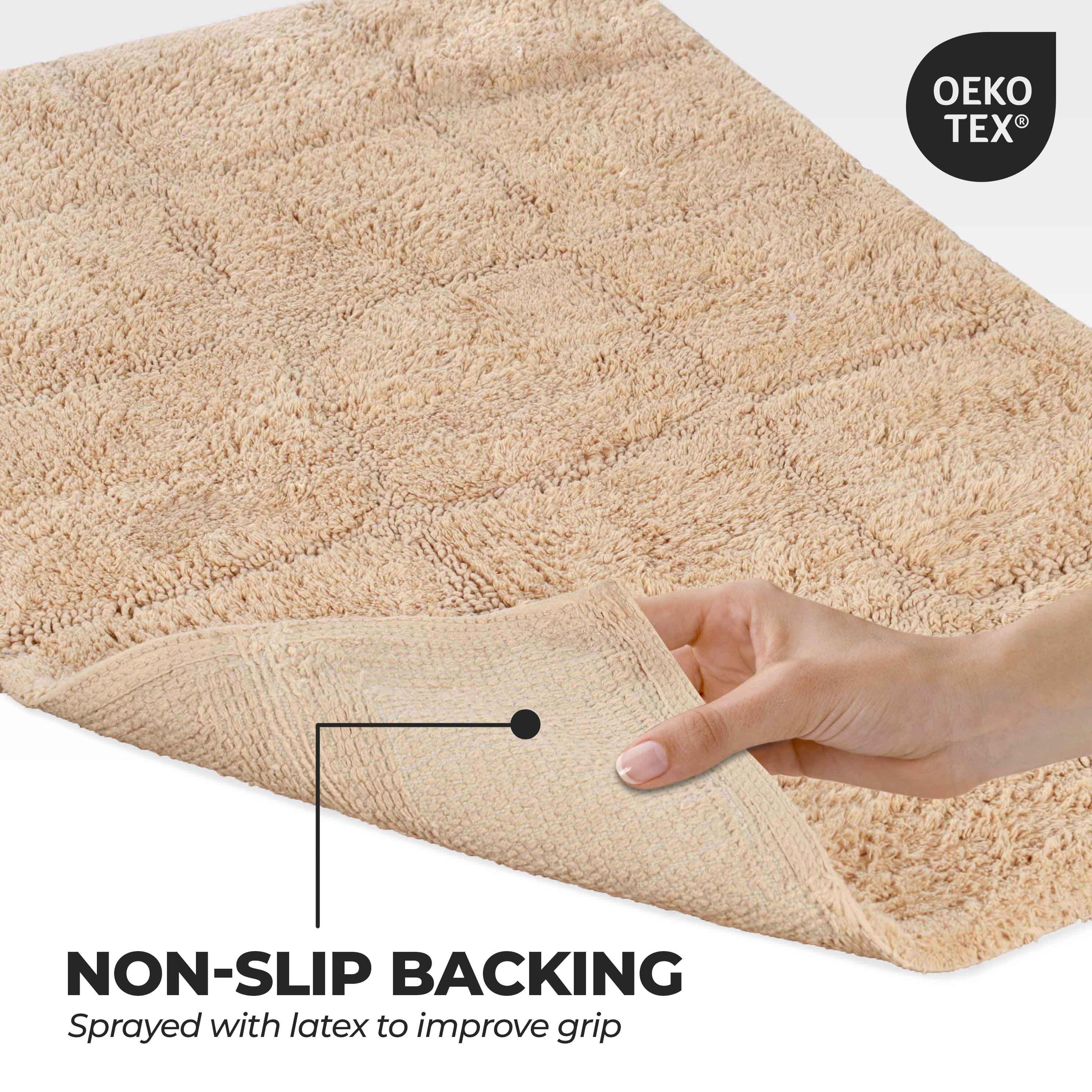 Cotton Checkers Geometric Non-Skid Washable 2 Piece Bath Rug Set