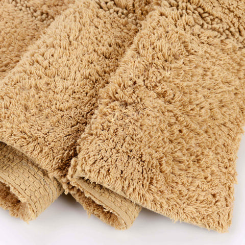 2 Piece Cotton Checkered Solid Non Slip Bath Rug Set