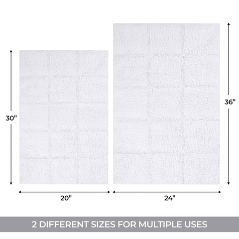 2 Piece Cotton Checkered Solid Non Slip Bath Rug Set