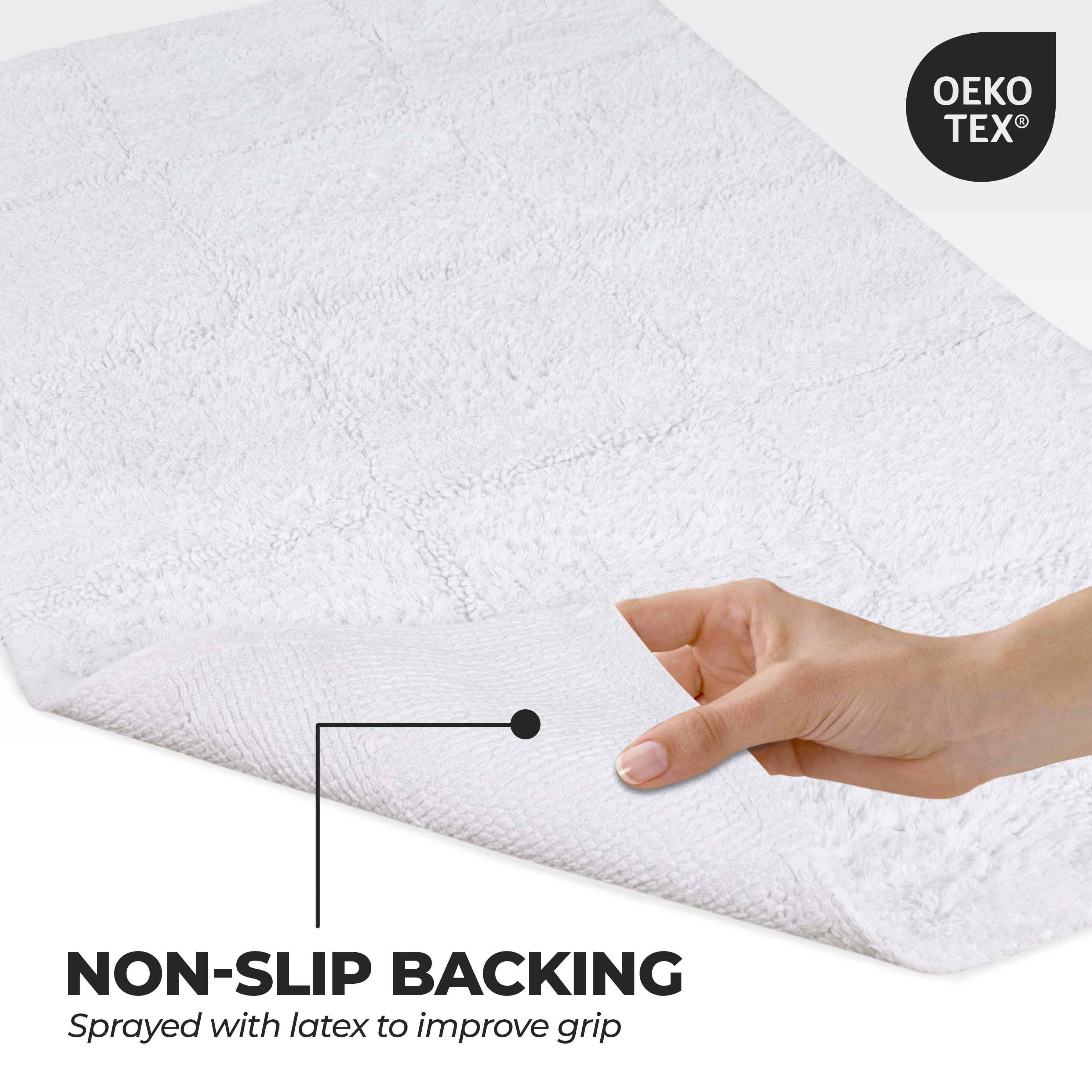 Cotton Checkers Geometric Non-Skid Washable 2 Piece Bath Rug Set