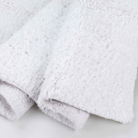 2 Piece Cotton Checkered Solid Non Slip Bath Rug Set