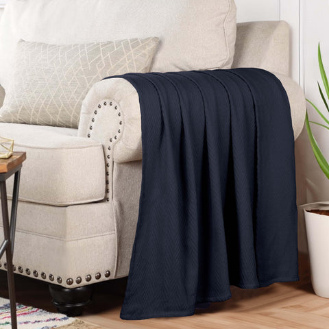 Lightweight Cotton Blanket – Metro Chevron, All-Season Bedding