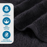 Chevron Zero Twist Solid and Jacquard Soft Cotton Hand Towel Set of 6